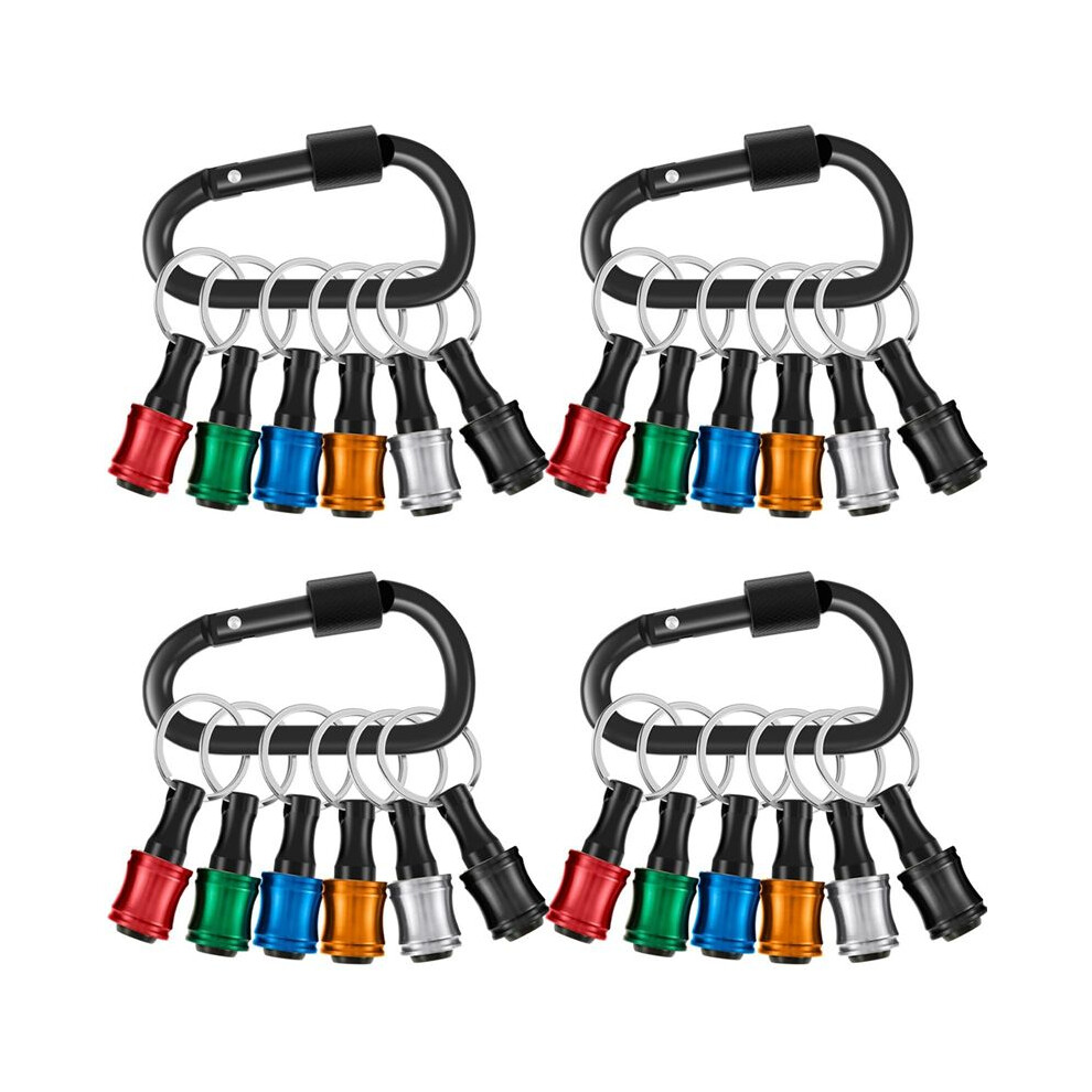 4Sets Hex Shank Screwdriver Bits Holder, Bit Holder Keychain For Impact Driver With Black Carabiner 4712075830784