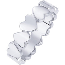 (6, White Gold) HKEDES 14K Gold Plated Heart Stackable Rings for Women | Love Valentines Statement Chunky Signet Ring Band | Friendship Rings