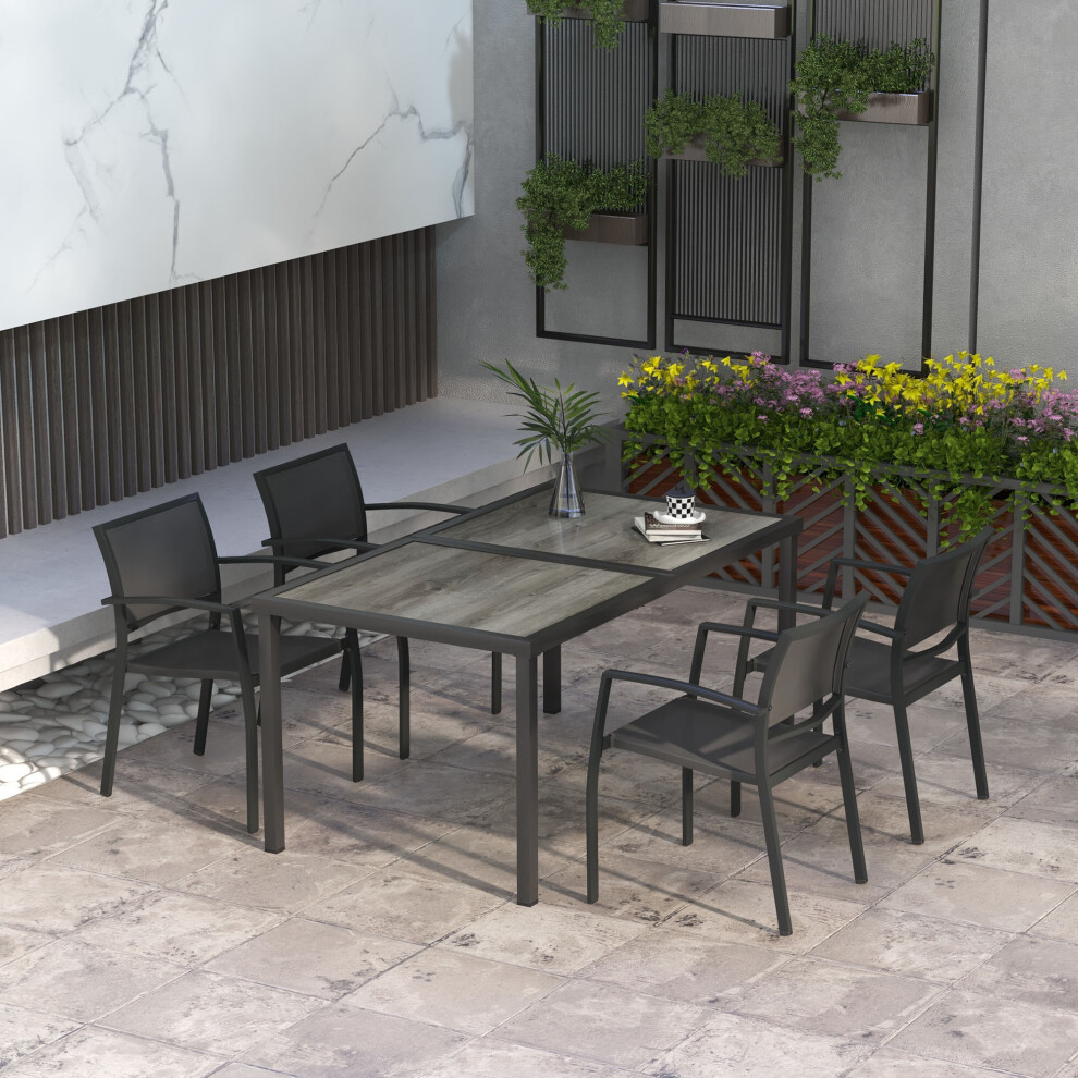 Outsunny 5 Pieces Patio Dining Set With 4 Stackable Chairs