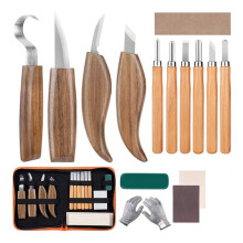 Kit de 15 Outils de Sculpture sur Bois - Kit de Travail Du Bois, Kit de Couteau à DéCouper de Luxe pour DéButants