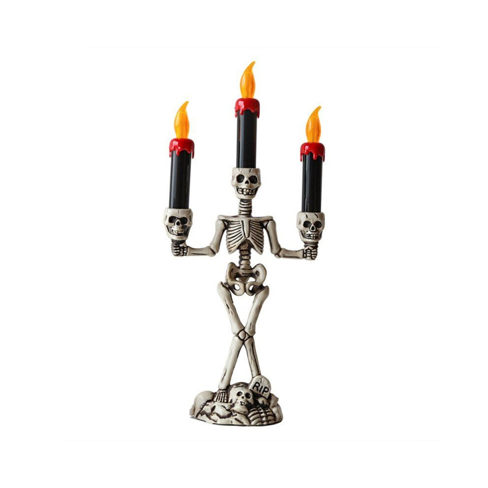 Skull Candlestick Led Candle Holders Flameless Candles Holder Stand Horror Props Halloween Decoration House Decor 6032948346043