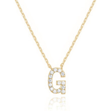 (Yellow Gold, - G) HKEDES 14K White Gold Plated Cubic Zirconia Initial Necklace | Letter Dainty Necklaces for Women