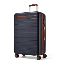 (Navy/Brown, 28Inch) 20/24/28Inch Hard Shell Suitcase 4 Wheels Cabin Hand Luggage Travel Case ABS+PC