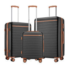 (Grey/Brown, 20+24+28Inch) 20/24/28Inch Hard Shell Suitcase 4 Wheels Cabin Hand Luggage Travel Case ABS+PC