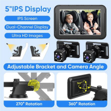 1080P Auto Babyfoon, Fiets Achteruitrijcamera 5inch Scherm Nachtzicht Camera voor Fiets Mountainbike