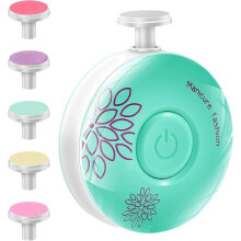 (As show, One size) Baby electric nail file with six interchangeable grinding heads, low noise,2024 Ping