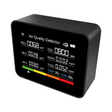 13 in 1 Tuya WIFI Air Quality Monitor CO2/TVOC/HCHO/PM2.5/PM1.0/PM10/Temperature/Humidity//Date/Alarm/Timer-Black