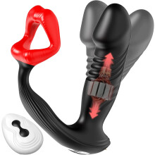 Thrusting Anal&Lips Vibrator Male Sex Toy for Men Prostate Massager, Enlarging Anal Toy&Lips Cock Ring&Remote Control, 9 Thrust&9 Vibrating Anal Toy
