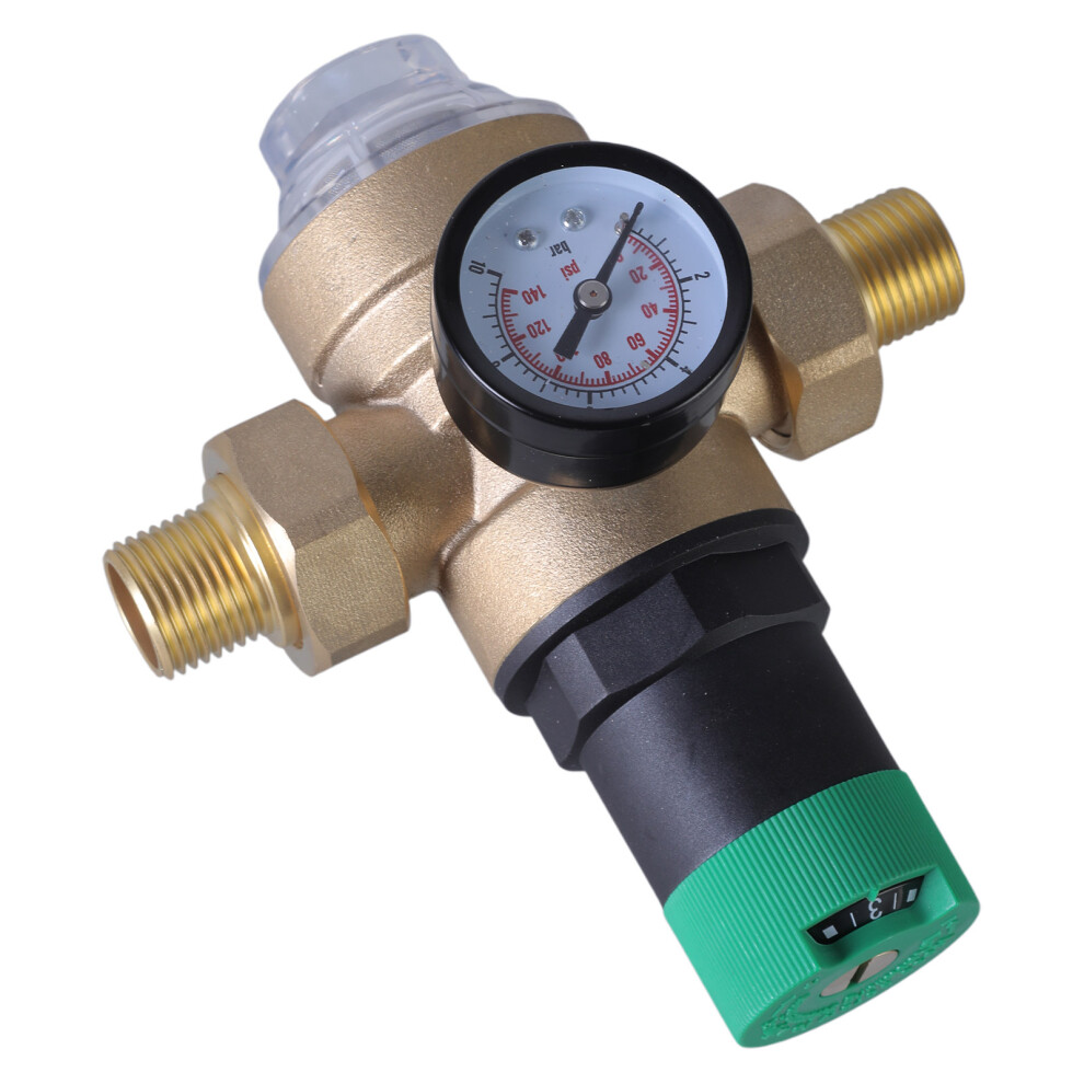 Dn15/Dn20 Adjustable Pressure Reducing Valves With Gauge And Screen Filter Brass Water Pressure Regulator Enduring 9043876402975