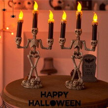 Dödskalle-Ljusstake LED-Ljushållare Flamfria Ljushållare Stativ Skräckrekvisita Halloweendekoration Husdekoration