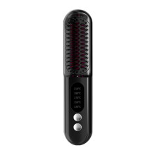 Brosse à Lisser les Cheveux Sans Fil, Brosse à Lisser à Chauffage Rapide, Ions Négatifs, Bigoudi, Peigne Chauffant Portable, Noir