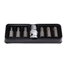 2024 Ny 7 Delar/Set 1/2" Omvandlingshylsa 3/8" 10 mm Skruvmejselbitssats för Spline Torx Hex RIBE L30mm S2 0410