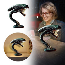 Luminária de mesa LED de ficção científica Alien3D, luz noturna de resina preta.