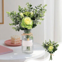 Bouquet de roses artificielles en soie, composition florale 35 x 25 cm
