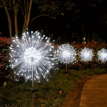120 LED Solar Fireworks Lights, 8 Modes, IP4X, for Patio/Yard/Christmas, Plastic & Copper, Compatible with Solar Panels