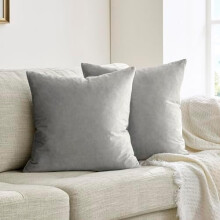 Housses de coussin en velours gris argenté, 45 x 45 cm (lot de 2)