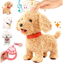 Robot Dog Lifelike Toy Dog, 2026 Interactive Robot with Touch Sensing Voice Mimic Licking Motion Leash Remote Soft Fur for Battery Powered (1pc)