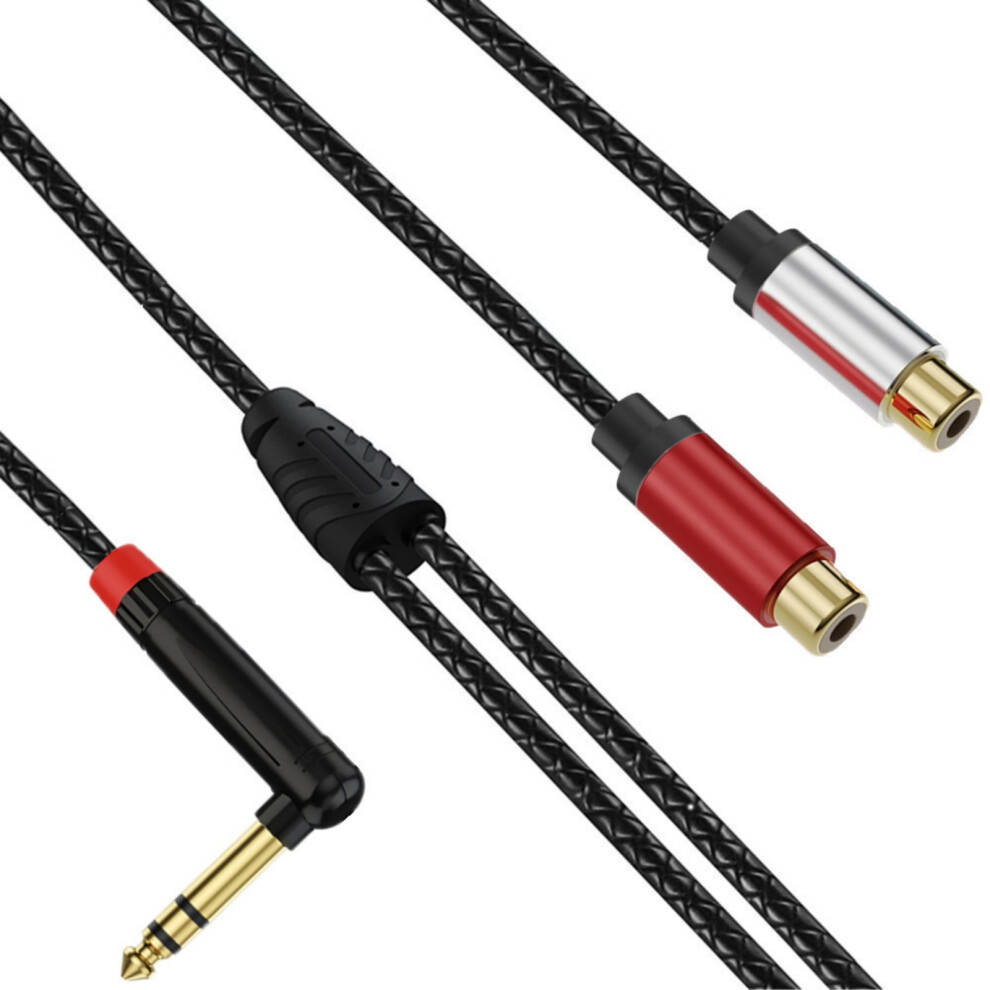 Heavy Duty 6.35Mm Trs To 2Rca Stereo Cable L-Shaped Emi Gold 968604405501