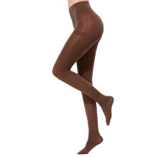 Women's Semi Opaque Fleece Lined Leggings Solid Color Footed Tights Thermal Stretch Pantyhose Warm Winter Base Layer Coffee