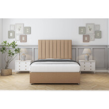 (2'6 Small Single, Latte) Comfort Tokyo Latte Dumfries Divan Bed Base 2 Drawers Same Side With 54" Floor Standing Headboard 2'6 Small Single