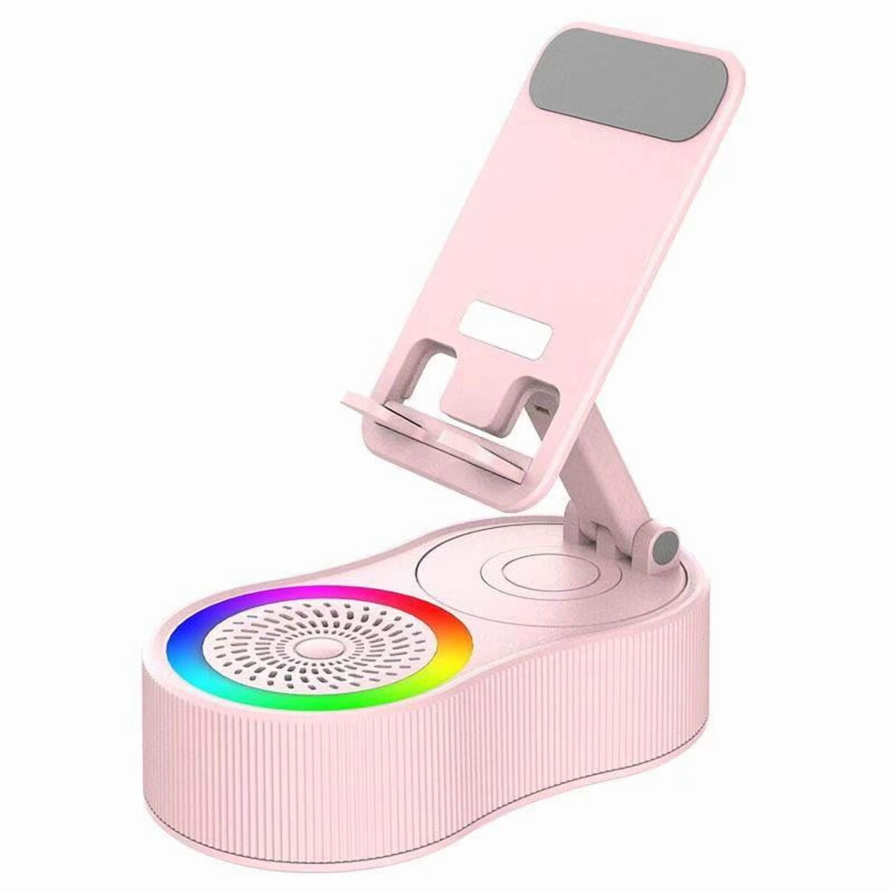 Wireless Induction Bluetooth Speaker 5-In-1 Phone Holder, 3000Mah Power Bank, 300 Foldable, Ambient Compatible With Iphone & Android Light 9180333241385
