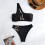 Schwarzer Damen-Bikini mit einem Träger, Größe M 1
