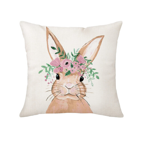 Housse de coussin décorative à motif lapin de Pâques pour canapé 1