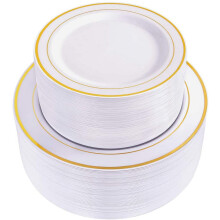 Set mit 120 goldenen Einweg-Plastiktellern (10,25 Zoll)