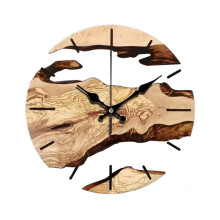 Vintage Wood Grains Quiet Quartzs Wall Clock with Transparent Tempered Glass Battery Operated for Living Room Decors