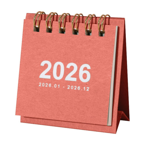 Μίνι επιτραπέζιο ημερολόγιο 2026 όρθιο αναδιπλούμενο 2,5x1,3x2,9 ίντσες κόκκινο