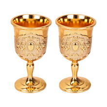 Set Of 2 Classical Antique Design Metal Embossed Chalices-7