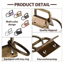 180 Pcs Key Fob Hardware 6 Colors Keychain Fob Wristlet Hardware with Key Ring Key Fob Chain Hardware 1 Inch