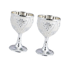 2 Piece 30ml Metal Shot Glasses Rose Flower-silvery white