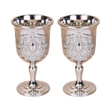Set Of 2 Classical Antique Design Metal Embossed Chalices-6