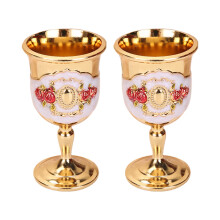 Set Of 2 Classical European Metal Embossed Drinking Wine Cups-4