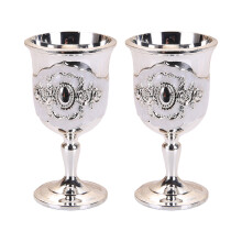 Pack Of 2 Elegant European Metal Embossed Chalices Goblets-2