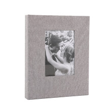 Album photo 4x6 livre d'images en lin relié avec-Gris clair