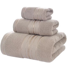 3 Piece Luxury Cotton Bath Towel Hand Towel And-light brown