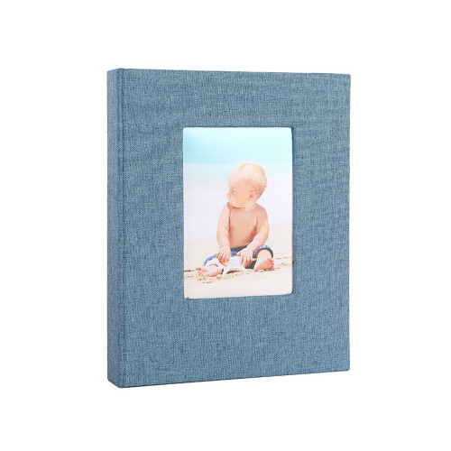 Modern 4x6 Photo Book With Customizable Front Window-light blue