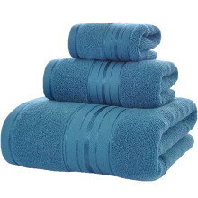 3PCS Bath Body And Face Towels Set Cotton Fast Drying-p blue