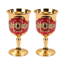 Set Of 2 Classical Antique Design Metal Embossed Chalices-5