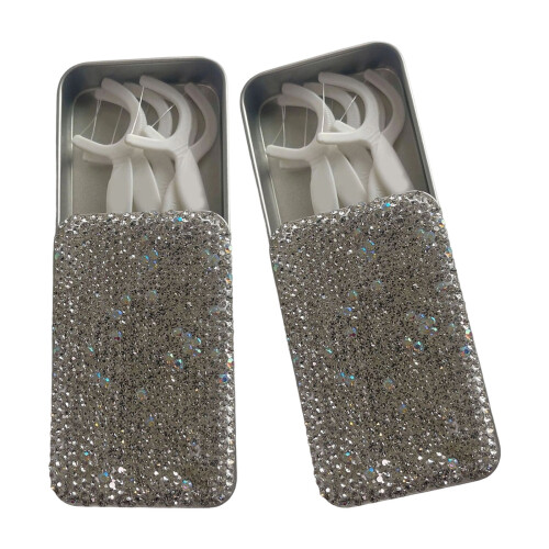 Stylish Diamonds Studded Iron Floss Case Smooth- DiamondModel