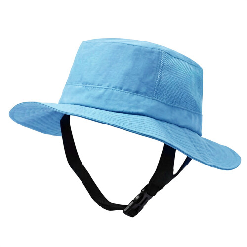 Wide Brimmed Sun Hat With Ponytail Hole Portable-Sky Blue