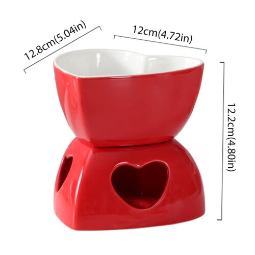 Ceramic Heart Chocolate Fondue Cup Set with 2 Forks 2