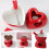 Ceramic Heart Chocolate Fondue Cup Set with 2 Forks 7