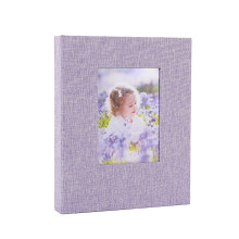Linen Fabric Cover 4x6 Photo Album Clear Page Holds 144-Purple
