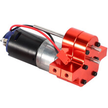 2 Set 370 Brushed Motor+Alloy Heat Sink Gear Box Set with Steel Gears Red & Grey