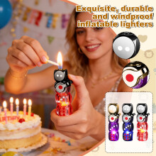 360 Spinning Dice Lighter, Windproof Jet Blue Flame with LED, Refillable EDC Gadget Butane Lighter(White)