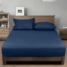 Drap-housse en coton bleu marine, 99 x 190 cm, poches profondes