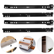 1Pair Soft Closing Black Drawer Slides Bottom Mount Strong Metal Drawer Hardware